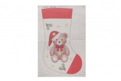 Κέντημα πολύχρωμο (πετσετάκι) μίνι 30X45cm σε σχέδιο Αρκουδάκι  (χριστουγεννιάτικο)