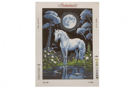 Κέντημα κάδρο 60X45cm Λευκό άλογο τη νύχτα
