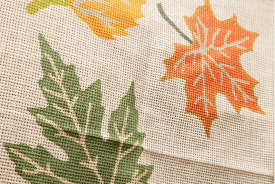 Κέντημα καρέ 90Χ90cm Φύλλα