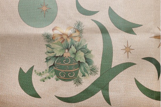 Κέντημα καρέ 90Χ90cm Χριστουγεννιάτικο με μπάλες 