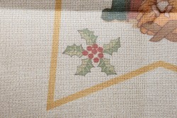 Κέντημα καρέ 75Χ75cm με σχέδιο αστέρι και φάτνη - Χριστουγεννιάτικο