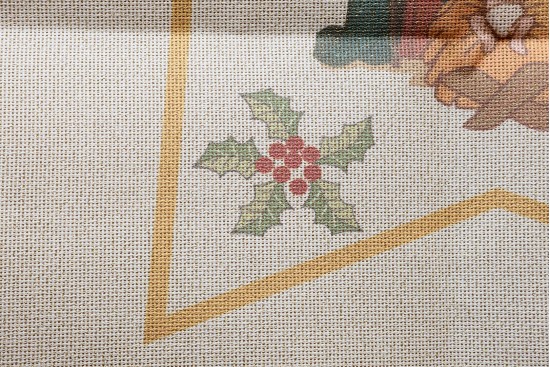 Κέντημα καρέ 75Χ75cm με σχέδιο αστέρι και φάτνη - Χριστουγεννιάτικο