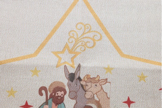 Κέντημα καρέ 75Χ75cm με σχέδιο αστέρι και φάτνη - Χριστουγεννιάτικο