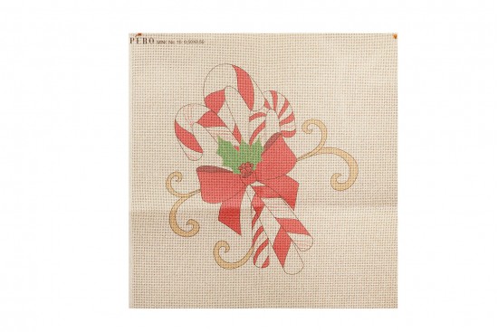 Κέντημα πολύχρωμο (πετσετάκι) μίνι - καρέ  50X50cm σε σχέδιο Καραμέλες  (χριστουγεννιάτικο)