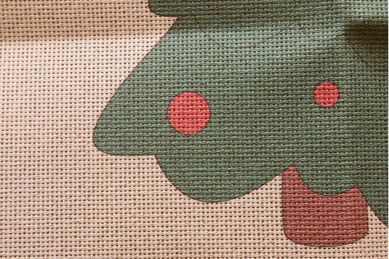 Κέντημα πολύχρωμο (πετσετάκι) μίνι - καρέ  50X50cm σε σχέδιο έλατο  (χριστουγεννιάτικο)