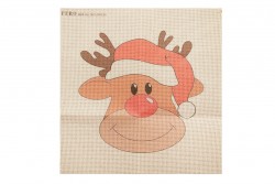 Κέντημα πολύχρωμο (πετσετάκι) μίνι - καρέ  50X50cm σε σχέδιο ελαφάκι  (χριστουγεννιάτικο)