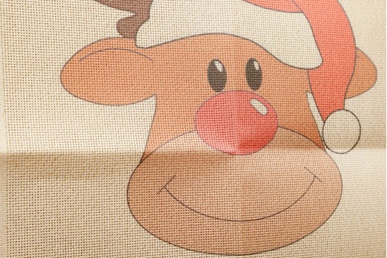 Κέντημα πολύχρωμο (πετσετάκι) μίνι - καρέ  50X50cm σε σχέδιο ελαφάκι  (χριστουγεννιάτικο)