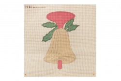 Κέντημα πολύχρωμο (πετσετάκι) μίνι - καρέ  50X50cm σε σχέδιο καμπάνα  (χριστουγεννιάτικο)