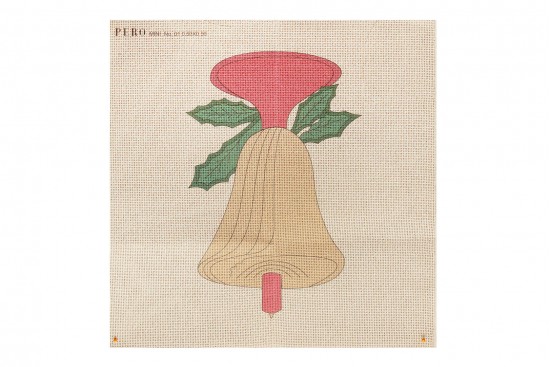 Κέντημα πολύχρωμο (πετσετάκι) μίνι - καρέ  50X50cm σε σχέδιο καμπάνα  (χριστουγεννιάτικο)