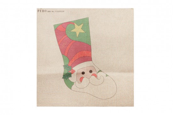 Κέντημα πολύχρωμο (πετσετάκι) μίνι - καρέ  50X50cm σε σχέδιο κάλτσα  (χριστουγεννιάτικο)