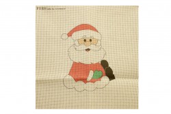 Κέντημα πολύχρωμο (πετσετάκι) μίνι - καρέ  50X50cm σε σχέδιο Άγιος Βασίλης  (χριστουγεννιάτικο)