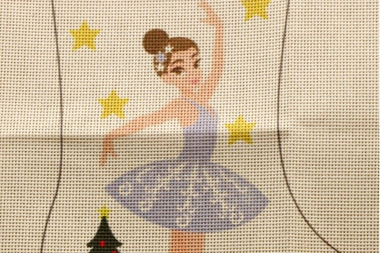 Κέντημα πολύχρωμο (πετσετάκι) μίνι 30X45cm σε σχέδιο Χορεύτρια  (χριστουγεννιάτικο)