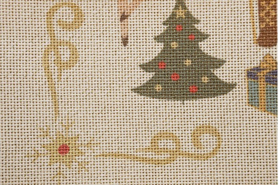 Κέντημα πολύχρωμο (πετσετάκι) μίνι - καρέ  50X50cm σε σχέδιο Χριστουγεννιάτικη σύνθεση