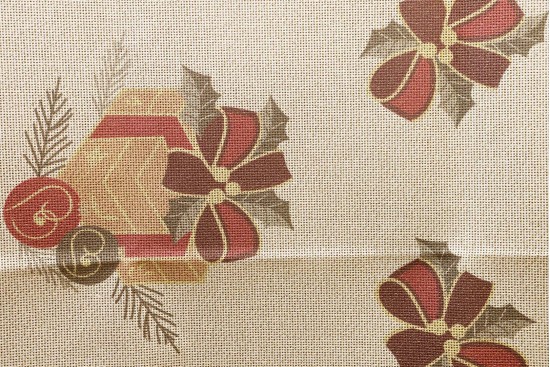 Κέντημα πολύχρωμο καρέ (τραπεζομάντηλο) 150X150cm σε σχέδιο δώρα (Χριστουγεννιάτικο)