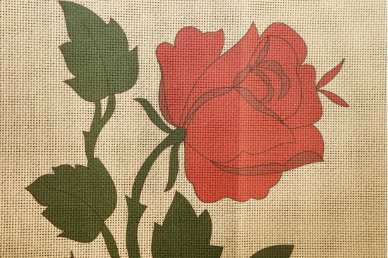 Κέντημα πολύχρωμο τραβέρσα 32X120cm σε σχέδιο Τριαντάφυλλα 