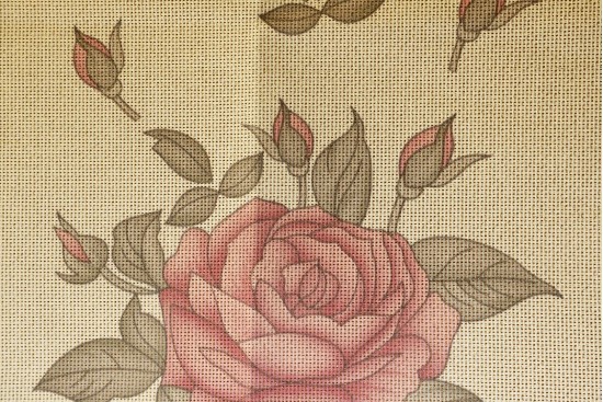 Κέντημα πολύχρωμο τραβέρσα 42X135cm σε σχέδιο Τριαντάφυλλα 