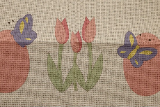 Κέντημα τραβέρσα 50Χ130cm με σχέδιο Πασχαλινό - Αυγό Πεταλούδες και Λουλούδια