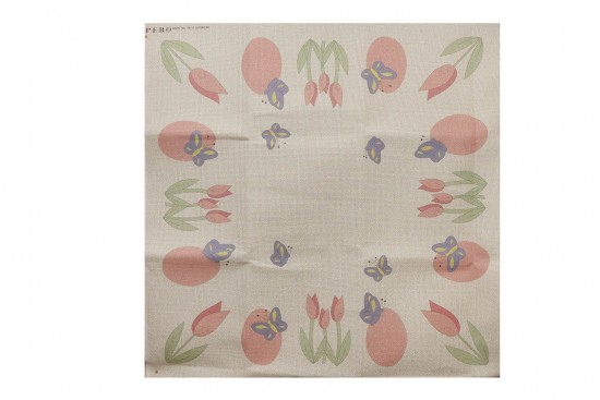 Κέντημα καρέ 100Χ100cm με σχέδιο Πασχαλινό - Αυγό Πεταλούδες και Λουλούδια