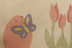 Κέντημα καρέ 100Χ100cm με σχέδιο Πασχαλινό - Αυγό Πεταλούδες και Λουλούδια