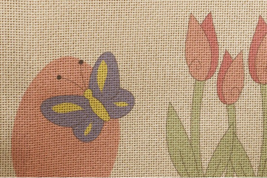 Κέντημα καρέ 100Χ100cm με σχέδιο Πασχαλινό - Αυγό Πεταλούδες και Λουλούδια