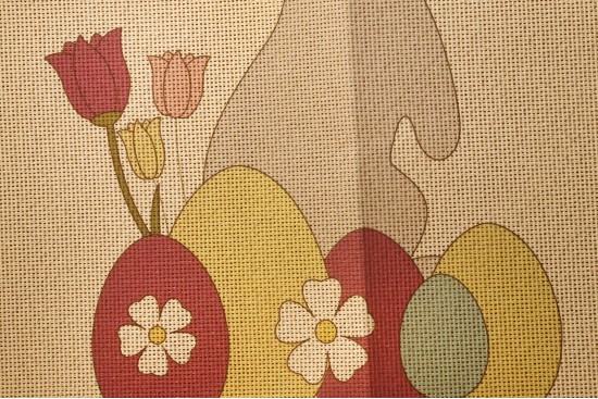 Κέντημα τραβέρσα 50Χ130cm με σχέδιο Πασχαλινό - Αυγό Λαγουδάκι και Λουλούδια