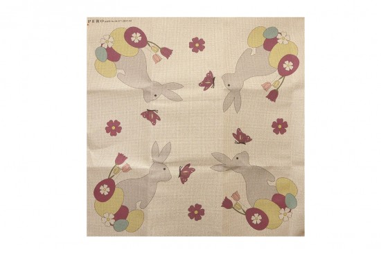 Κέντημα καρέ 100Χ100cm με σχέδιο Πασχαλινό - Αυγό Λαγουδάκι και Λουλούδια