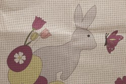 Κέντημα καρέ 100Χ100cm με σχέδιο Πασχαλινό - Αυγό Λαγουδάκι και Λουλούδια