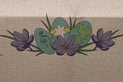 Κέντημα τραβέρσα 50Χ130cm με σχέδιο Πασχαλινό - Αυγό και Λουλούδια