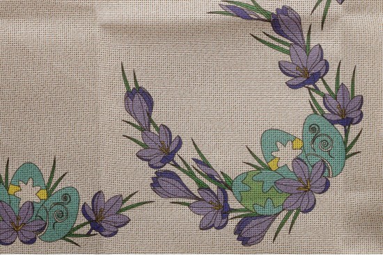 Κέντημα καρέ 100Χ100cm με σχέδιο Πασχαλινό - Αυγό και Λουλούδια