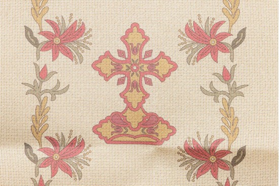 Κέντημα προσκυνητάρι τραβέρσα 50X150cm Σταυρός και Άνθη