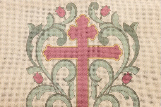 Κέντημα προσκυνητάρι τραβέρσα 50X150cm Σταυρός και Άνθη