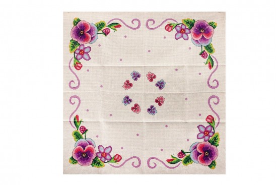 Κέντημα καρέ 90X90cm με σχέδιο άνθη