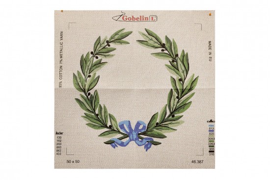 Κέντημα κάδρο 50X50cm με θέμα στεφάνι ελιάς