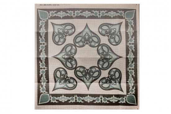 Κέντημα καρέ 90Χ90m με σχέδια σε πράσινο χρώμα