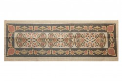 Κέντημα τραβέρσα 40Χ137m με σχέδια σε πορτοκαλί-κόκκινο χρώμα