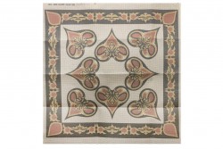 Κέντημα καρέ 90Χ90m με σχέδια σε πορτοκαλί-κόκκινο χρώμα