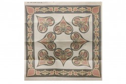 Κέντημα καρέ 90Χ90m με σχέδια σε πορτοκαλί-κόκκινο χρώμα