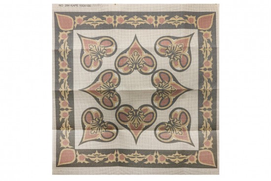 Κέντημα καρέ 90Χ90m με σχέδια σε πορτοκαλί-κόκκινο χρώμα