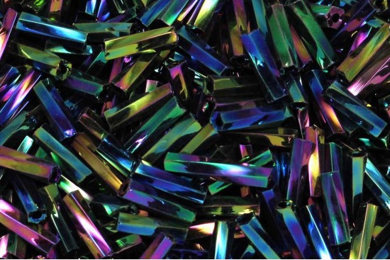 Χάντρες μακαρόνι στριφτό εξάγωνο ιριδίζον