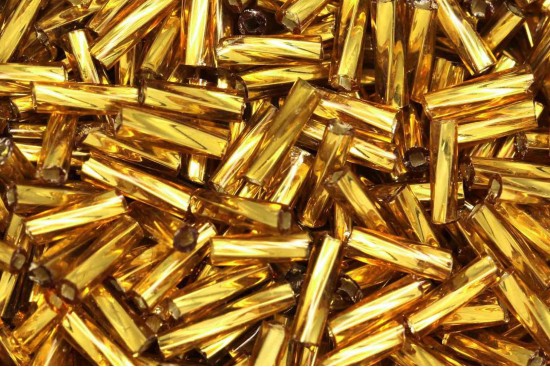 Χάντρες μακαρόνι στριφτό εξάγωνο κίτρινες