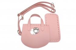 Σετ back pack για πλεκτή τσάντα σε ροζ χρώμα