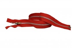 Φερμουάρ σιδερένιο σε ασημί και κόκκινο χρώμα 70cm 