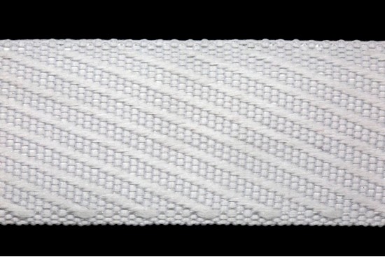 Κορδέλα φακαρόλα βαμβακερή σε λευκό χρώμα με ομόχρωμη ρίγα 40mm