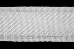 Κορδέλα φακαρόλα βαμβακερή σε λευκό χρώμα με ομόχρωμη ρίγα 30mm