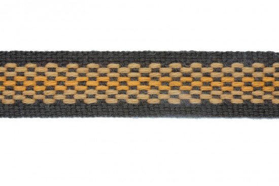Κορδέλα φακαρόλα βαμβακερή σε μαύρο χρώμα με μπεζ σχέδιο 10mm