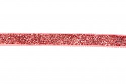 Κορδέλα βελούδινη 10mm με ροζ glitter