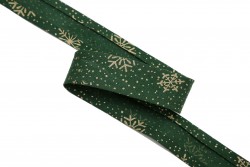 Ρέλι λοξό βαμβακερό σε πράσινο με μοτίβο σε χρυσό χιόνι 28mm