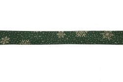 Ρέλι λοξό βαμβακερό σε πράσινο με μοτίβο σε χρυσό χιόνι 28mm