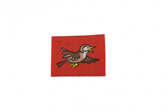 Ραφτό μοτίφ κόκκινο με φιγούρα πουλιού 33Χ26mm