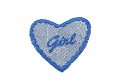 Θερμοκολλητικό μοτίφ καρδιά σε μπλε και λευκό χρώμα 70Χ66mm